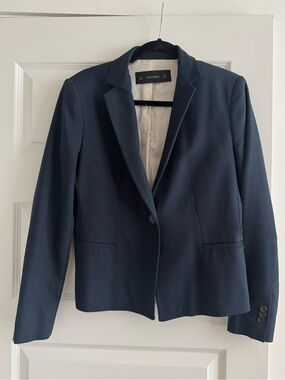 Zara Navy Single-Button Tailored Blazer Blue
